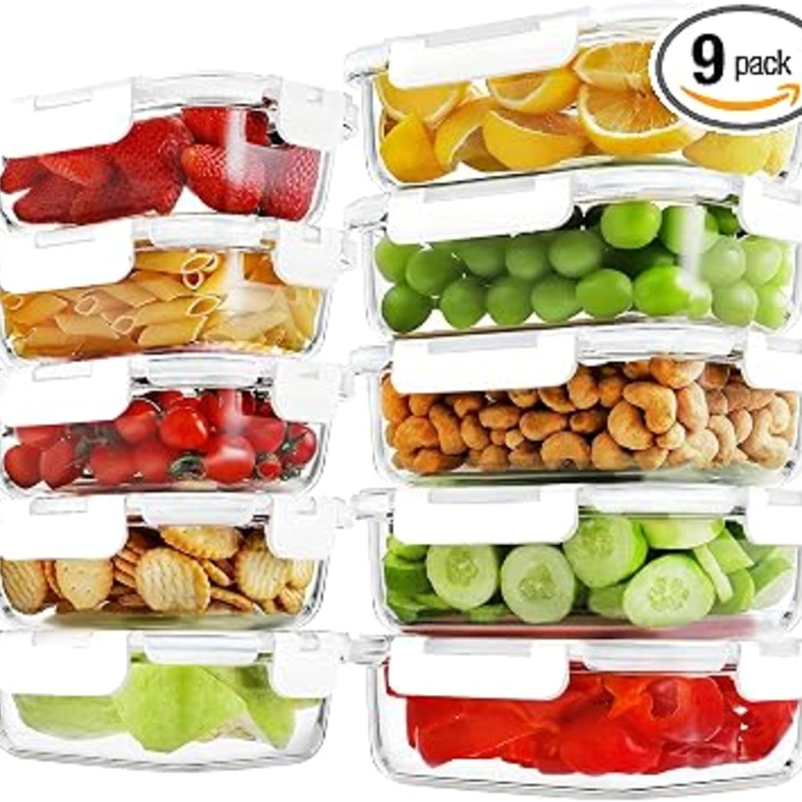 HOMBERKING 10 Pack Borosilicate Glass Meal Prep Containers