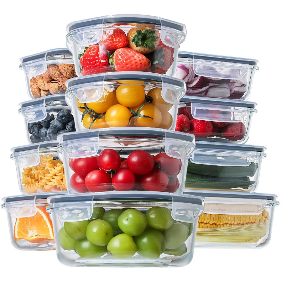 HOMBERKING 24pc Glass Food Storage Containers