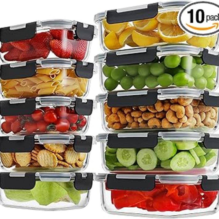 HOMBERKING Large Glass Meal Prep Containers